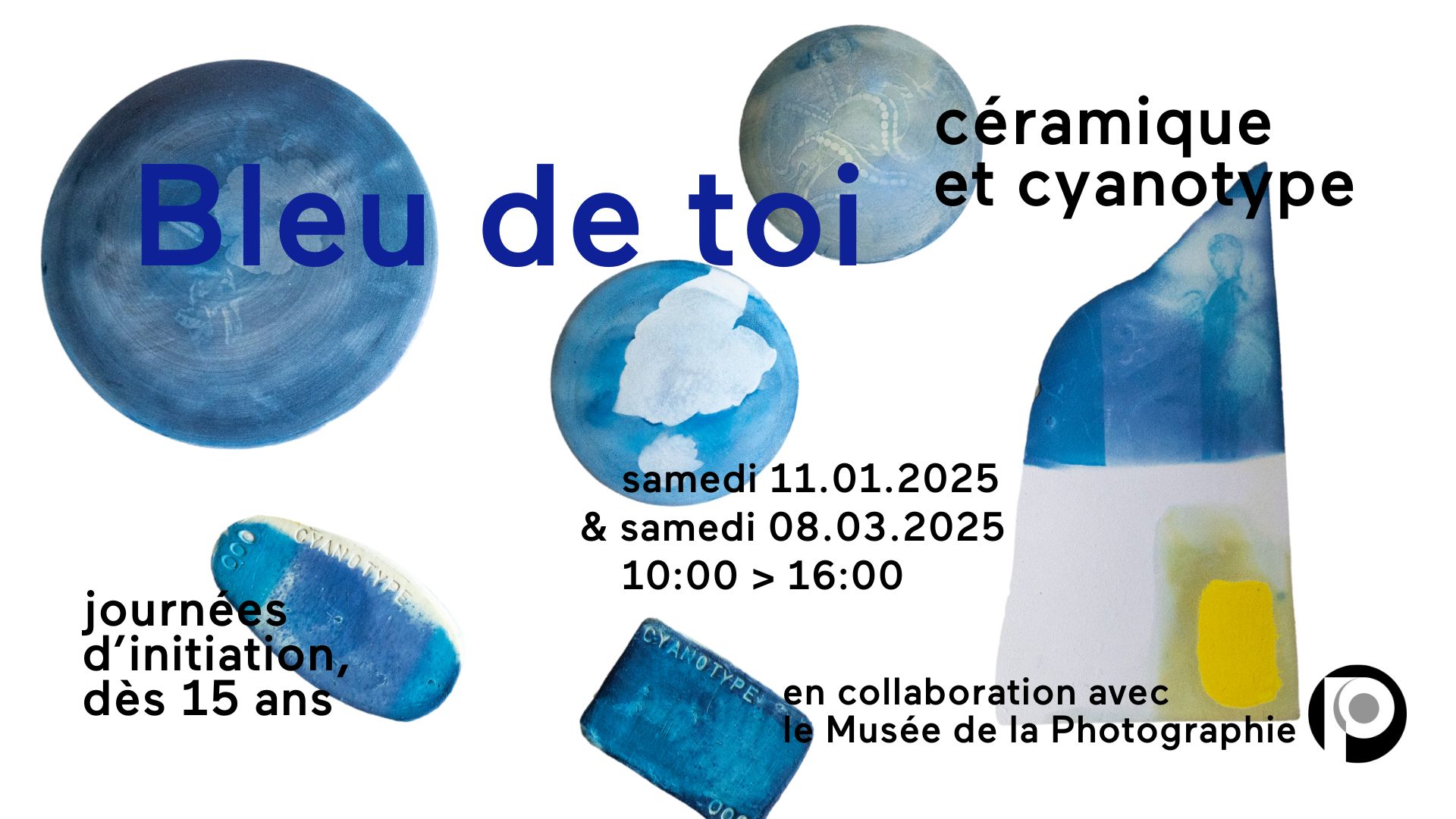 JOURNÉES D'INITIATION // BLEU DE TOI. CYANOTYPE SUR CERAMIQUE// NOUVELLE DATE